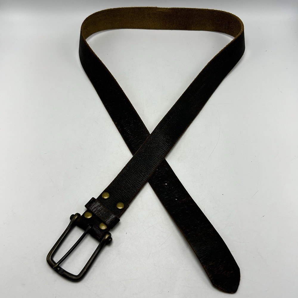 Old Navy Belt Mens 38 Black Distressed Leather Hipster Punk Moto Read